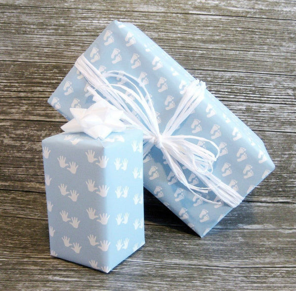 Baby Boy Blue Wrapping Paper-Gender Reveal Gift Wrap-Luxury Baby