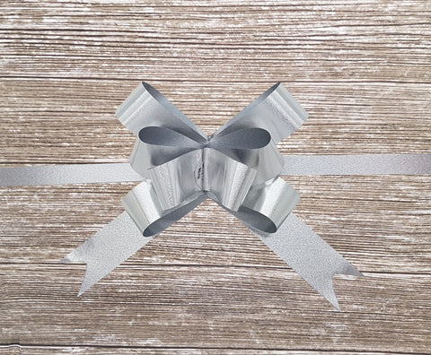 Pop-up Gift Bow Matte Metallic Silver