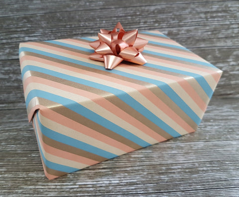 Peach Duck Egg Diagonal Stripe Wrapping Paper