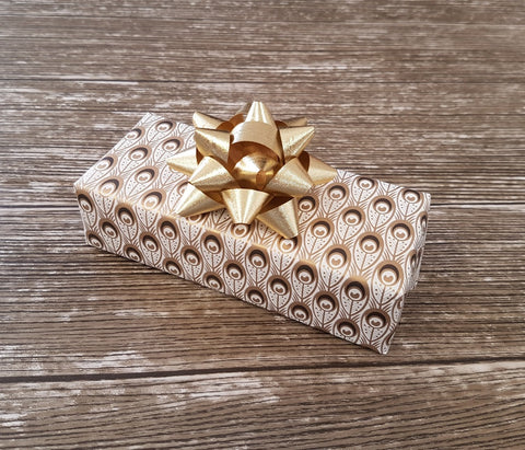 Peacock Feather Wrapping Paper Gold and Cream