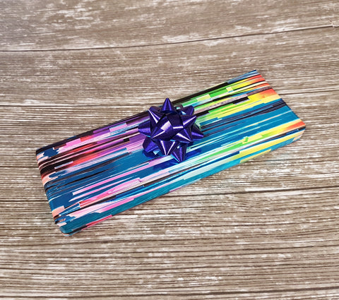 Blue Ombre Rainbow Stripe Metallic Wrapping Paper