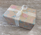 Recycled Gift Wrap with Floral Embroidery Design