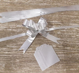 Matte Metallic Silver Gift Tag and Bow Set