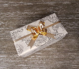 Wedding Gift Wrap Gold Delicate Muslin & Paisley Print - Giftwrapit