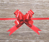 Shiny Red Pull Bows-Shiny Red Xmas Bows