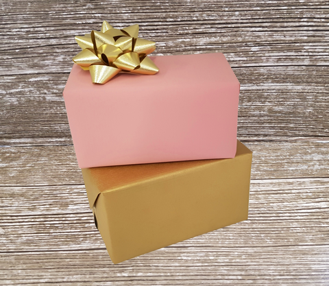 Reversible Pastel Pink and Gold Matte Kraft Paper - Giftwrapit
