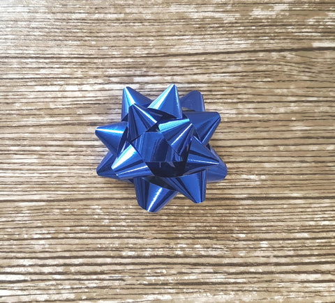 Royal Blue Gift Bow-Shiny Blue Star Bow-Xmas Bow Blue