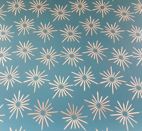 Aqua Wrapping Paper Retro Star Design