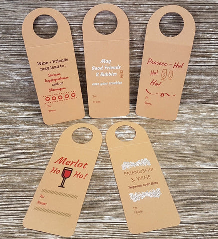 Assorted Pack of 5 Wine Tags-Gift for Wine Lovers